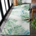 thumbnail image 4 of SAFAVIEH Barbados Distressed Palm Leaves Outdoor Runner Rug, Green/Teal, 2'8" x 10'5", 4 of 8