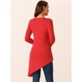 thumbnail image 4 of DARING DIVA Women's High Low Hem Long Sleeve Blouses S Red, 4 of 6