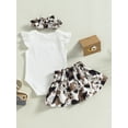 thumbnail image 4 of Bagilaanoe 3Pcs Newborn Baby Girls Skirt Set Fly Sleeve Romper Tops +  Skirt + Headband 3M 6M 9M 12M 18M 24M Infant Casual Outfits, 4 of 9