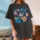 thumbnail image 1 of Fiudx Liquidación de Ahorros de Verano Camisetas Informales con Estampado de Flores para Mujer, Camisetas Extragrandes de Manga Corta, 1 of 7