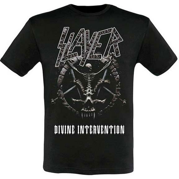 Slayer Unisex T-Shirt Divine Intervention 2014 Dates (Back Print/Ex. Tour) (Large)