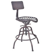 Diwhy Industrial Design Metal Adjustable Height Backrest Chair Vintage Tractor Saddle Bar Stool (Copper)