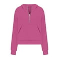 thumbnail image 4 of Women'S Tops Women's Solid Sweatshirt Women's Fashion Casual Zipper Long Sleeved Loose Solid Color Hoodie, 4 of 5