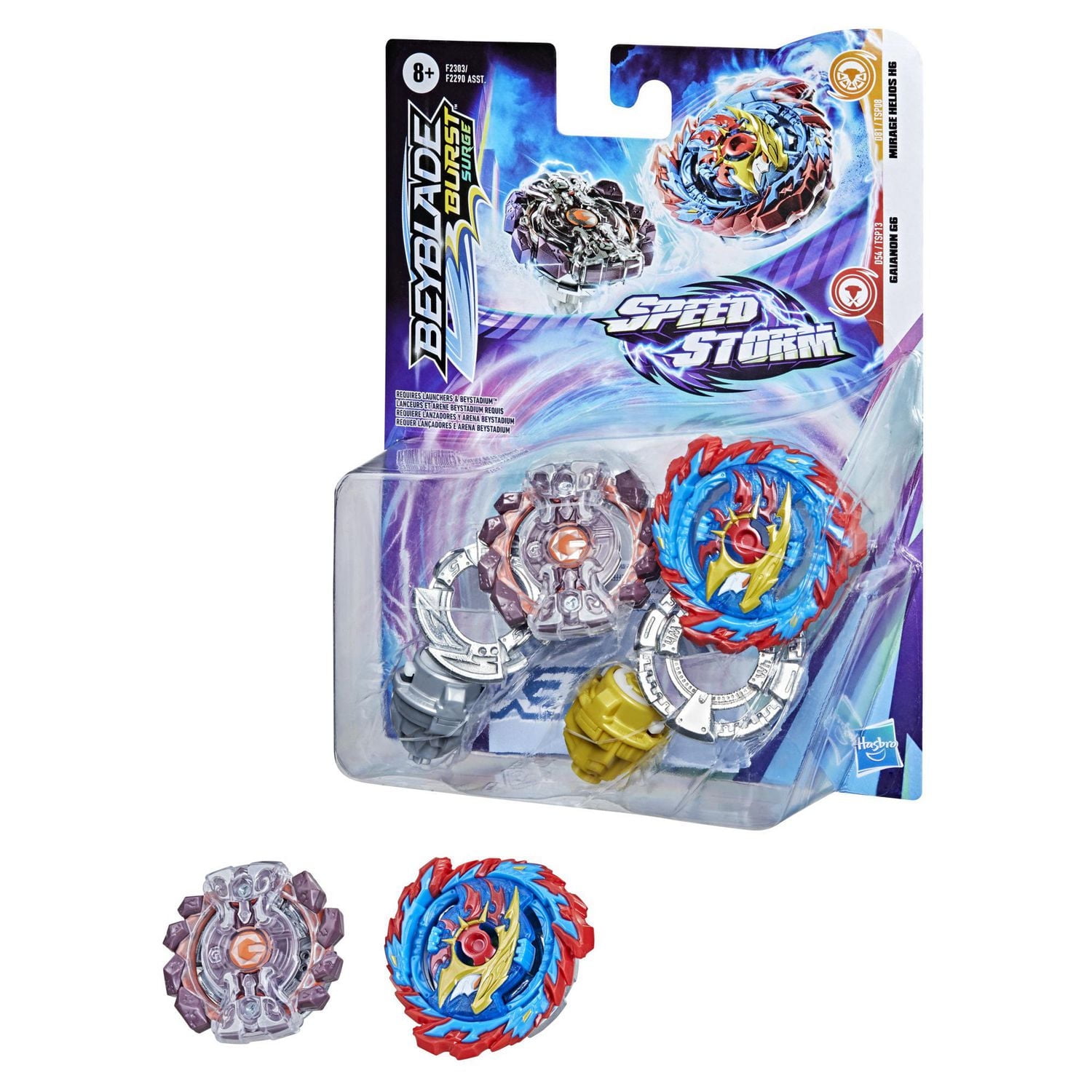 Beyblade Burst Surge Speedstorm Mirage Helios H6 and Gaianon G6 Spinning Top Dual Pack -- 2 Battling Game Top Toy for Kids Ages 8 and Up