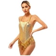 thumbnail image 4 of iEFiEL Womens Sequin Fringe Trim Tank Leotard Top Ballet Gymnastics Bodysuit Dancewear, 4 of 7