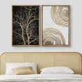 thumbnail image 4 of IDEA4WALL Framed Canvas Print Wall Art Set of 2 Geometric Gold & Black Forest Wood Tree Rings Abstract Modern Art Decorative Boho Contemporary Artwork for Bedroom, Office - 16"x24"x2 Panels Natural, 4 of 5