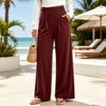 thumbnail image 4 of cocolona Womens Casual Corduroy Pants Elastic Waist Straight Wide Leg Travel Lounge Pants with Pockets, 4 of 5