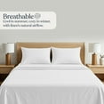 thumbnail image 4 of Delara 100% European Flax Linen Sheet Set, Full, 4-Piece, 345 Thread Count, Ultra Soft, Breathable, Deep Pocket, White, 4 of 7