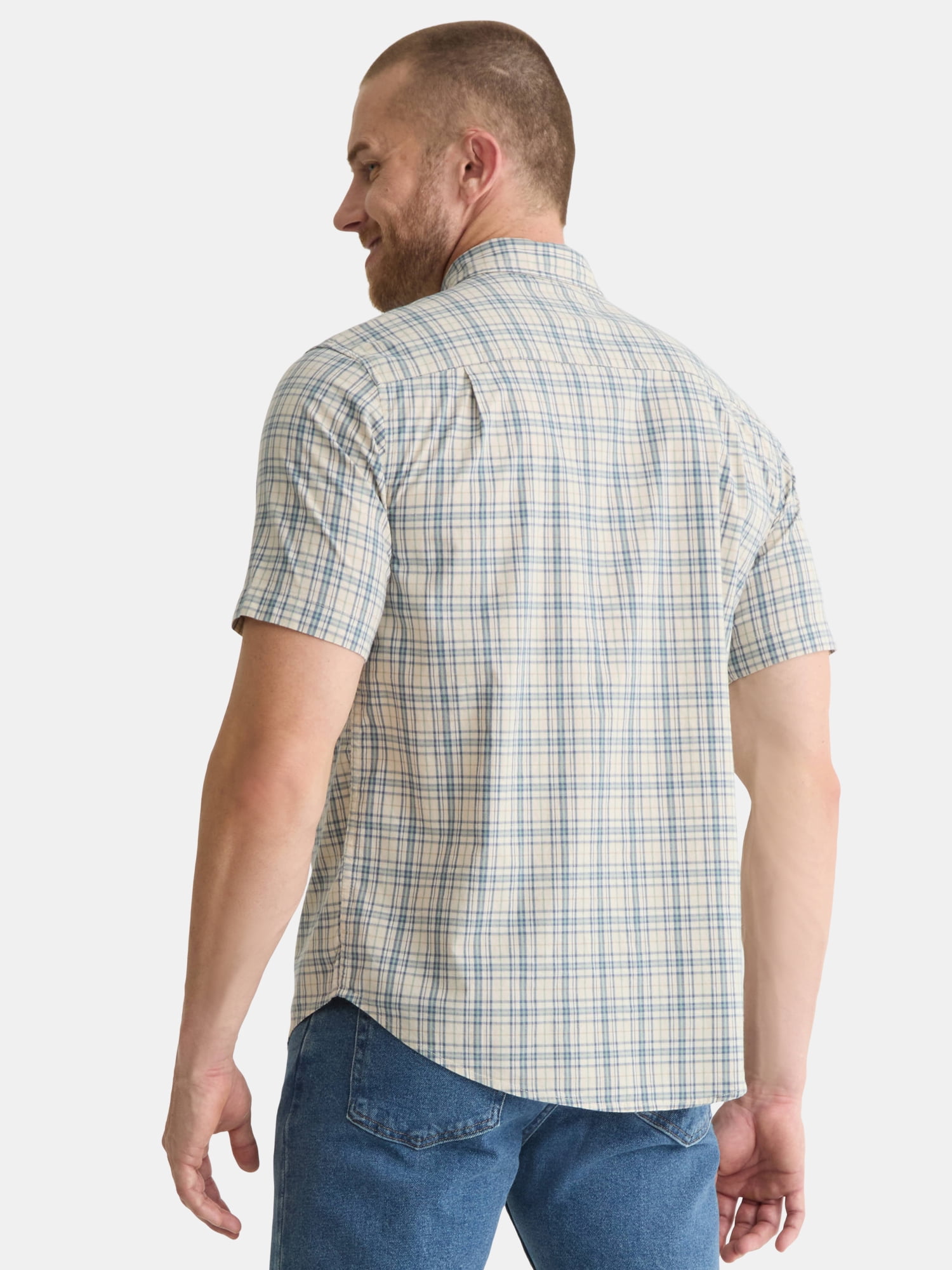 George Men's & Big Men's Classic Fit Short Sleeve Button-Up Poplin Shirt, Sizes S-3XL