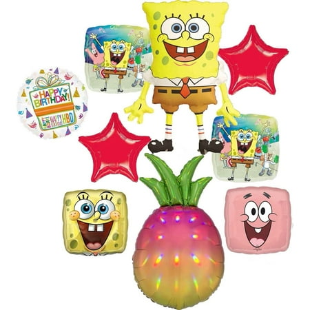 Spongebobs Birthday Party Supplies 8pc Pineapple Foil Balloon Bouquet Decorations