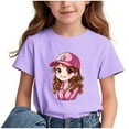 thumbnail image 2 of Frwgonr Girls T-Shirts Short Sleeve Girls Casual Shirts Graphic Tops Back of School Clothes Purple, Size 3-15 Years, 2 of 6