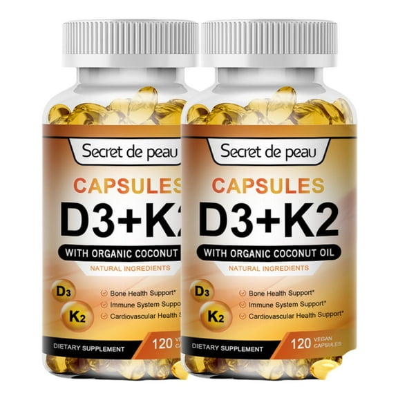 Vitamin D3 K2 5000 IU Supplement, Promotes Calcium Absorption, Daily Supplement for Immune System & Bones Health, Gluten-Free, 240 Capsules