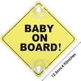 thumbnail image 3 of HLONK 2PCs Baby On Board Sign with Suction Cups  Bright Yellow Baby On Board Sticker for Cars  Reflective Warning Sticker Sign for Car  Reusable Reminder Sticker Decals Without Residue, 3 of 5