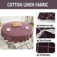 thumbnail image 3 of Heavy Weight Cotton Linen Tablecloth Lace Plaid Round Table Cloth for Kitchen Dining Room Tabletop Decoration, 62" - Round, Burgundy, 3 of 6