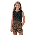 thumbnail image 3 of chaqlin Retro Leopard Print Girls Shorts Sets 2 Pieces Outfits Elastic Waist Tank Top Summer Workout Shorts with Pockets Matching Set for Girls Kids 5-14y, 3 of 7