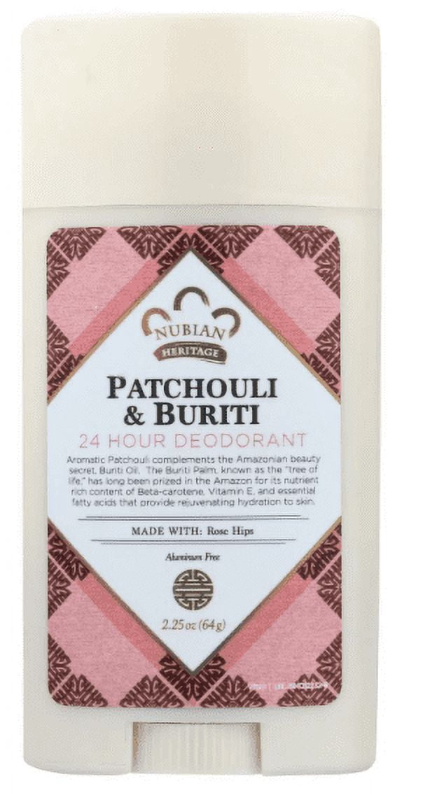 Nubian Heritage PATCHOULI & BURITI 24 HOUR DEODORANT 2.25 oz.(Pack of 2 )