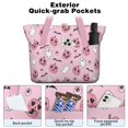 thumbnail image 2 of Tote Bag for Women - Halloween Pink Ghosts and Heart Pumpkins Shoulder Bag - Large Utility Work Duffle Bag with Zipper Handbag for Travel, Work, Sprots, 2 of 5