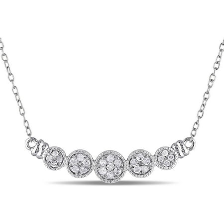 Miabella 1/4 Carat T.W. Diamond Sterling Silver Floral Cluster Necklace, 18