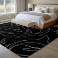 thumbnail image 5 of Abstract Sharks Washable Living Room Rugs 5'x7', Black Background Line Fish Ocean Life Simple Style Low Pile Throw Large Area Rugs Non-Slip Sturdy Edge Binding Carpet for Dining Room Bedside Kitchen, 5 of 9