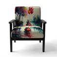 thumbnail image 4 of Designart "Romantic Couple by the Water III" Red Traditional Upholstered Accent Chair - Traditional Arm Chair For Bedroom, 4 of 5