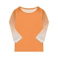 thumbnail image 6 of SERTG Children Casual T Shirts Kids Loose Soft Soid Color Block Crew Neck Tunic Tops 3/4 Sleeve Tees Spring Fall Blouses for 4-15 Years(Orange,5 Years), 6 of 7