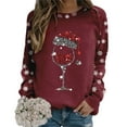 thumbnail image 5 of Sweatshirt For Womens Merry Christmas Print O Neck Round Neck Fit Pullover Tops Suitable Long Sleeve Workout Shirts Loose Blouse, 5 of 5