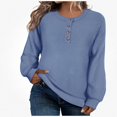 thumbnail image 2 of Teylalorva Women's Long Sleeve Round Neck Sweater Loose Stretchy Casual Fashion Pullover Top Sky Blue Size XL, 2 of 5