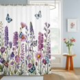 thumbnail image 4 of Shower Curtain Purple Lavender Shower Curtains for Bathroom Decor, Waterproof Polyester Shower Curtain Set with Hooks, Extra Long 72" x 84" Vintage Floral Butterfly White, 4 of 9