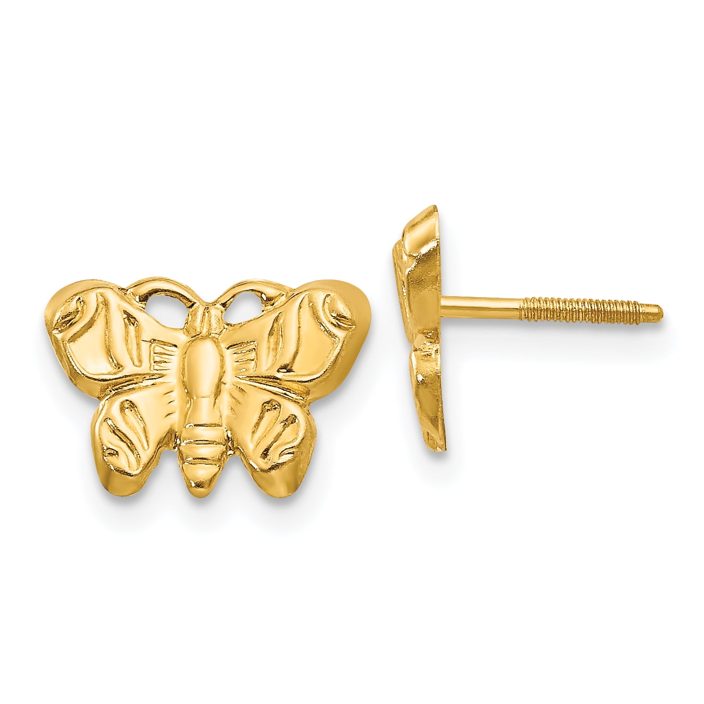 Details about   14K Yellow Gold Madi K Children's 5 MM Butterfly Screw Back Stud Earrings 