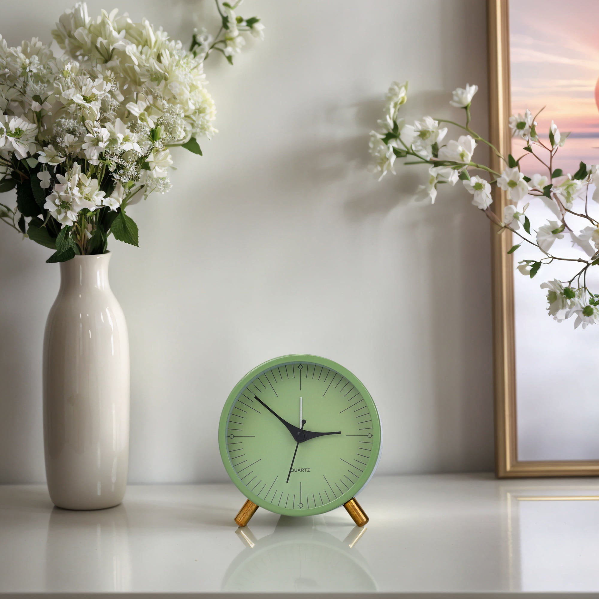 Unique Bargains 1pc Silent Operation Mechanical Alarm Clock 4.3" x 2.2" x 4.5" Green