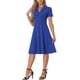 thumbnail image 4 of INSPIRE CHIC Vestidos Vintage para Mujeres 2024 Vestido de Cuello Plano de Manga Corta Ajustado y Acampanado XS Azul Real, 4 of 6