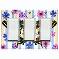 thumbnail image 1 of Metal Light Switch Plate Cover Unique Floral Butterfly Yellow Blue Stripes BUT006, 1 of 13