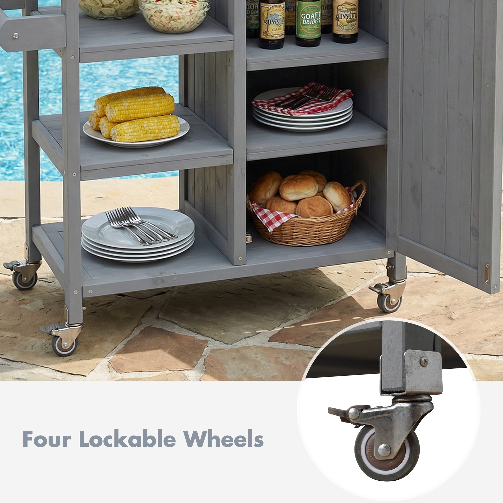Portable Outdoor Kitchen Island, Foldable Patio Prep Station for Outdoor Use, Grey