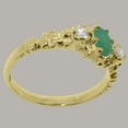 thumbnail image 4 of LBG British Made 14k Yellow Gold Natural Emerald & Diamond Womens Promise Ring - 33 size options - Size 7, 4 of 9