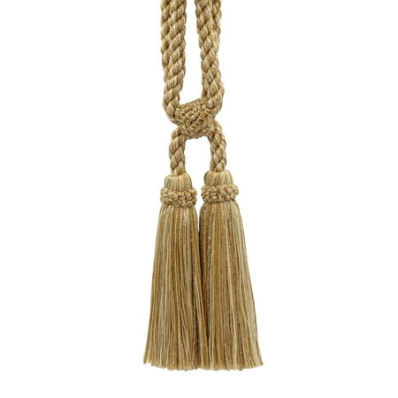 1 1/2' Mini Tassel Beautiful Harvest Gold, Straw, Cream Curtain & Drapery Double Tassel Tieback|5 1/2