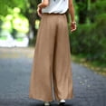 thumbnail image 5 of Mifsaly Flowy Pants for Women High Waisted Wide Leg Palazzo Pants Floral Embroidery Loose Casual Summer Trousers with Pockets Brown,XL, 5 of 6