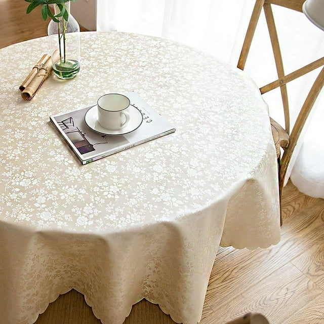 Waterproof and Oil-proof Anti-scalding Non-washable Tablecloth for Hotel and Restaurant Household Round Round Table Tablecloth Thickened Tablecloth