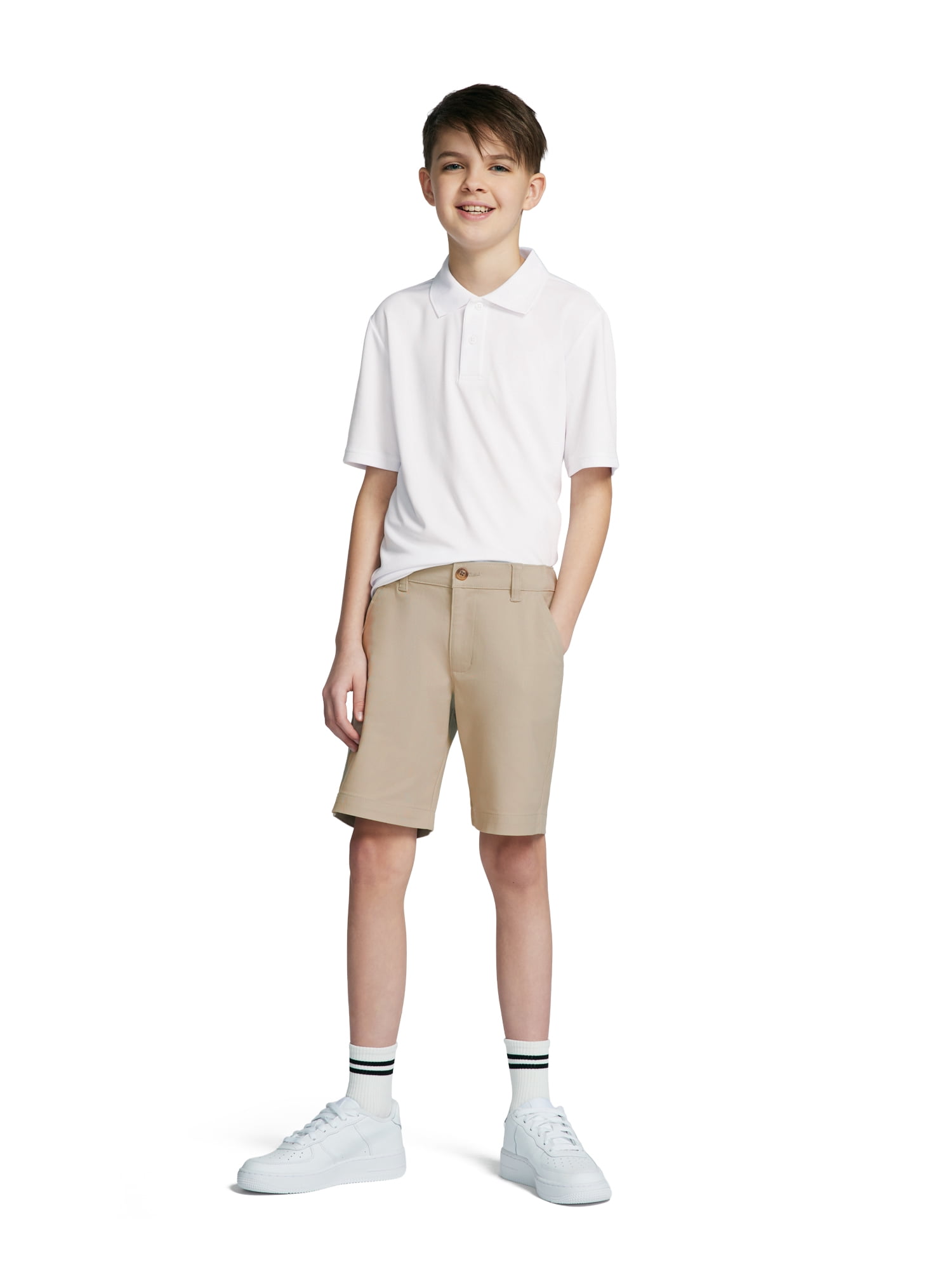 Wonder Nation Boys School Uniform Flat Front Shorts, Sizes 4-18 & Husky