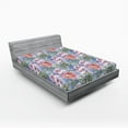 thumbnail image 2 of Ambesonne Springtime Fitted Sheet, Watercolor Floral Garden, Full Size, Ceil Blue Mauve Salmon, 2 of 5