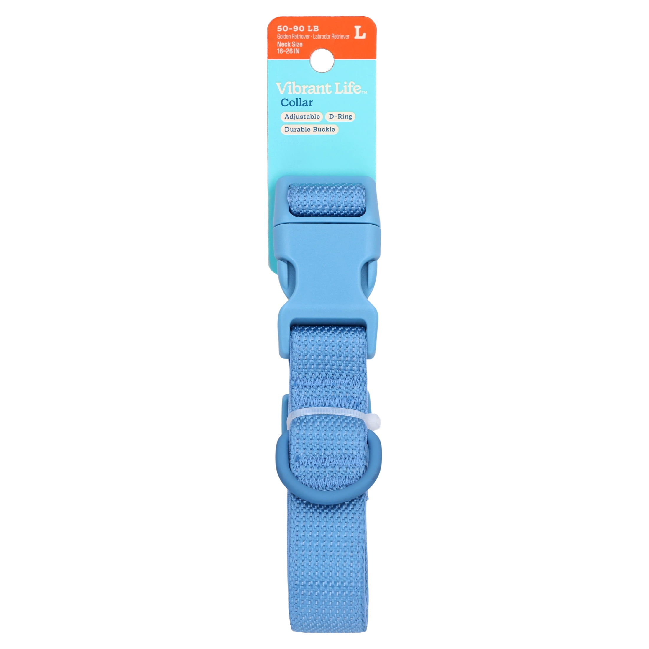 Vibrant Life Neoprene Cushioned Adjustable Dog Collar, Soft Blue, L