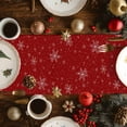 thumbnail image 2 of Red Snowman Christmas Cotton Linen Table Runner for Dining Kitchen, Green Xmas Tree Snowflake Winter Wedding Outdoor Party Tablerunners Decoration, Dresser Scarf Coffee Tablecloth Runners 13"x36", 2 of 9