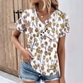 thumbnail image 2 of Tops de Algodón para Mujeres Cuello en V Moda Casual Manga Corta Primavera Verano Top para el Hogar Y Diario, 2 of 6