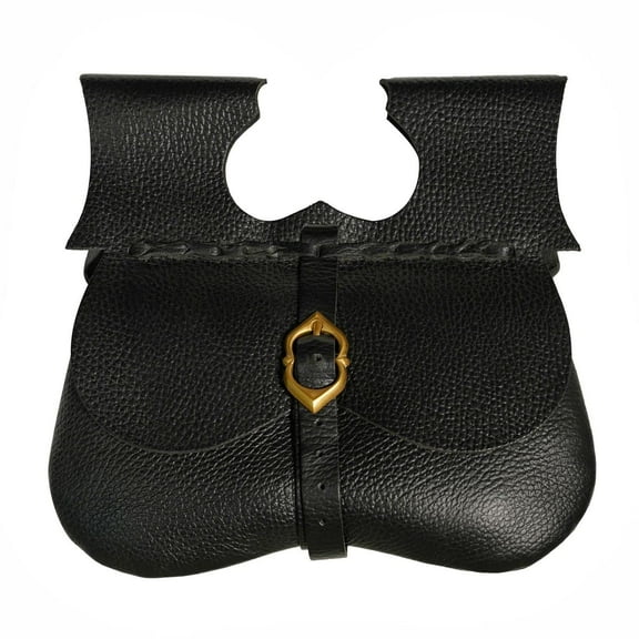 Mythrojan Medieval Leather Pouch Pirate Hip Pouch Larp Cosplay Coin Purse Renaissance Costume Accessory Waist Bag - Black