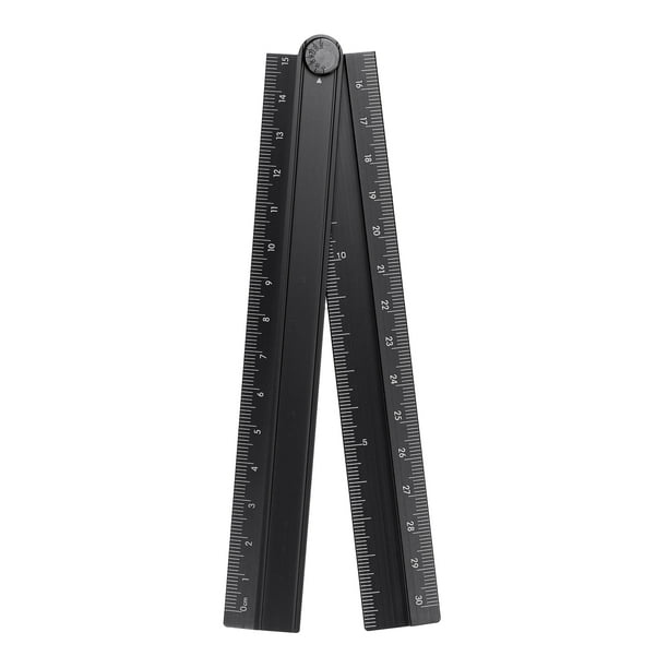 Regla recta plegable Uxcell de 30 cm, transportador de aleación de aluminio, regla de ángulo plegable, color negro