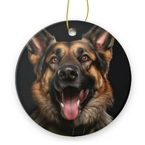 Happy German Shepherd Dog With Tongue Out - Christmas Ornament Xmas Keepsake Ceramic Ornaments Holiday Decorations for Tree Christmas Gift Ideas 2.95in
