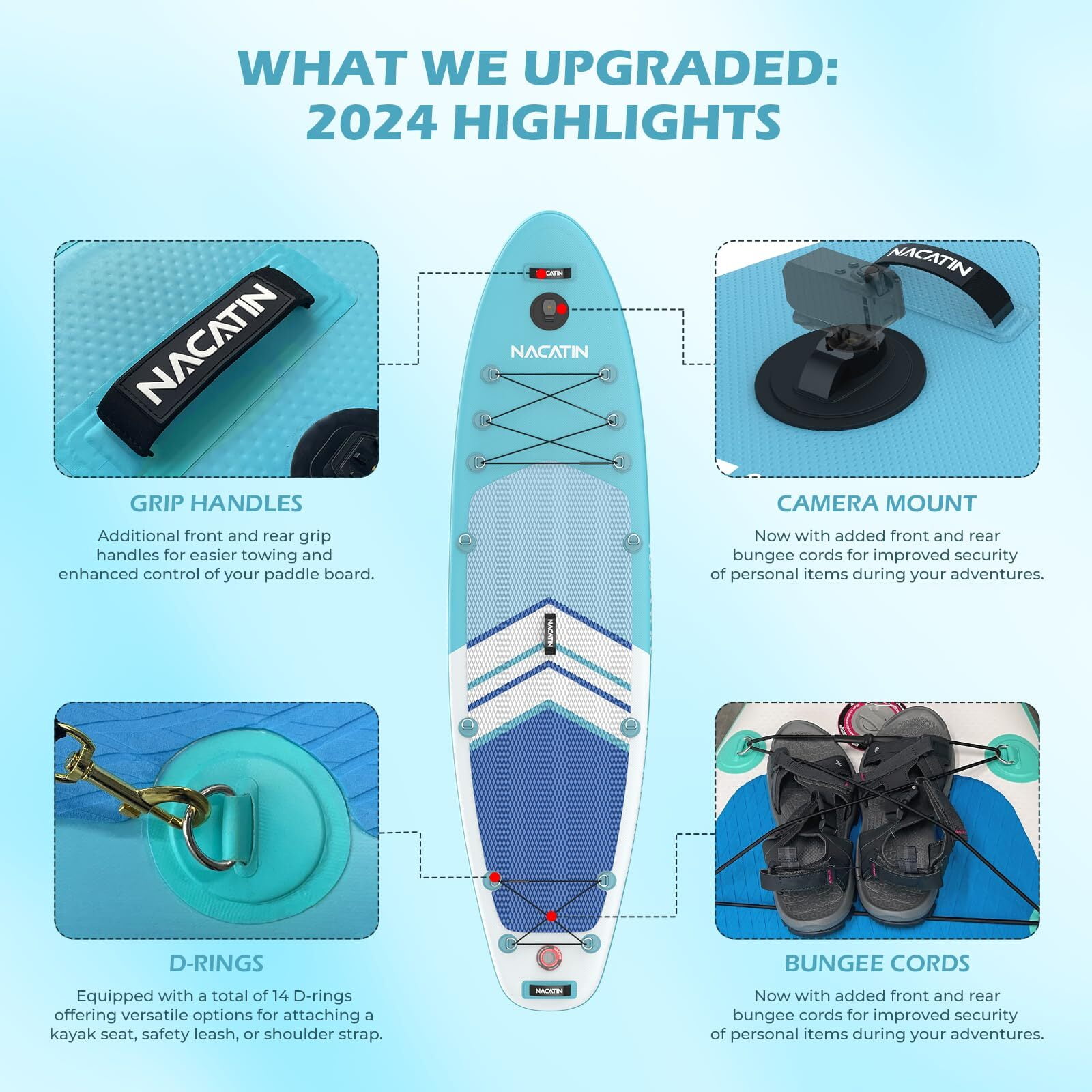10'6" Inflatable Paddle Board with Kayak Seat Nacatin Stand-Up Paddleboard with Premium SUP Board Accessories Kit and Backpack