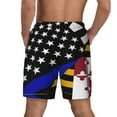 thumbnail image 2 of Men's 2 in 1 Swim Trunks with Compression Liner Thin Blue Line Maryland Flag Quick Dry Beach Shorts, 2 of 6
