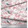 thumbnail image 2 of Soimoi Poly Georgette Fabric Floral & Blue Tit Bird Printed Craft Fabric by The Yard 42 Inch Wide, 2 of 3