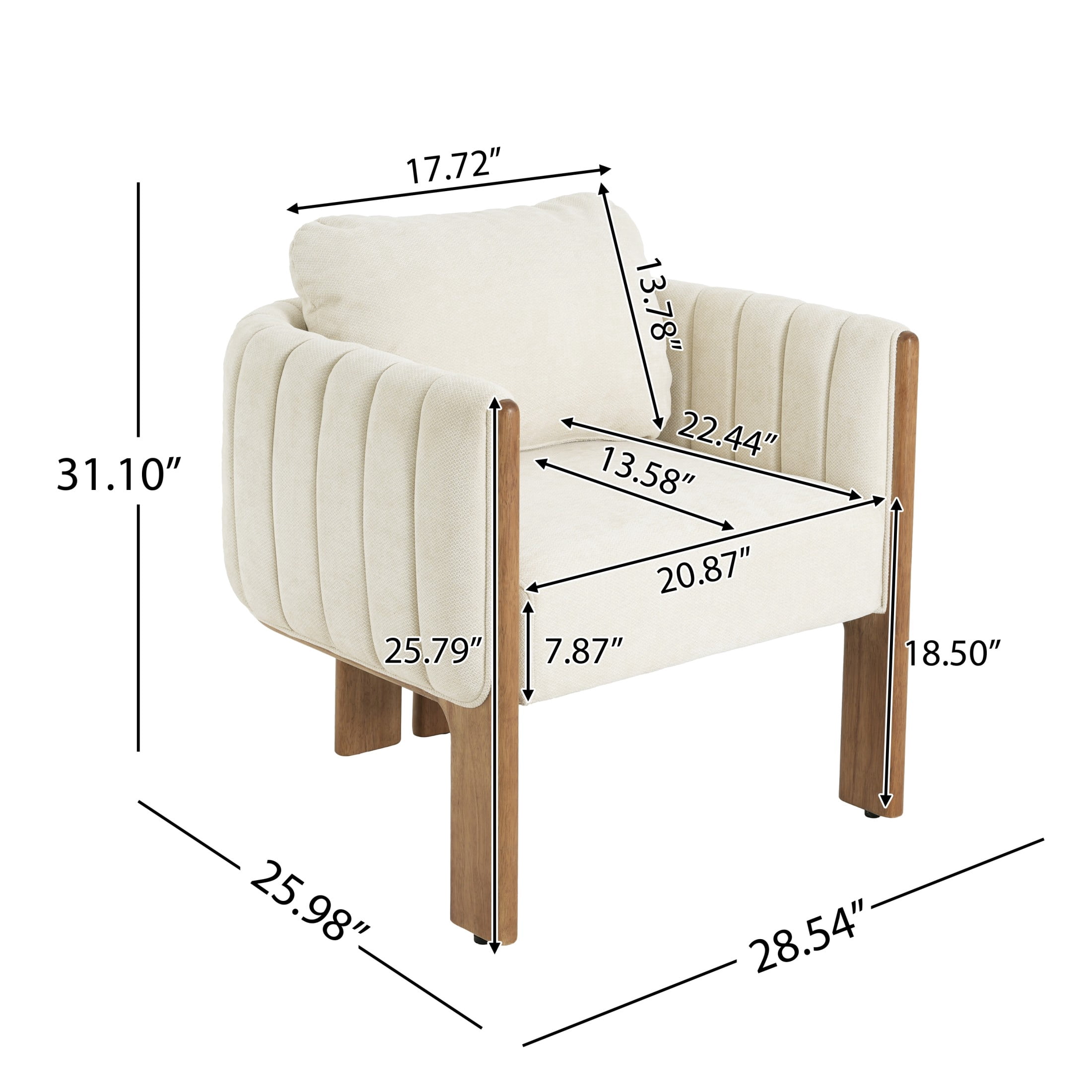 Christopher Knight Home Fabric Upholstered Dining Chairs, Channel Tufted Accent Chairs, Beige+Walnut