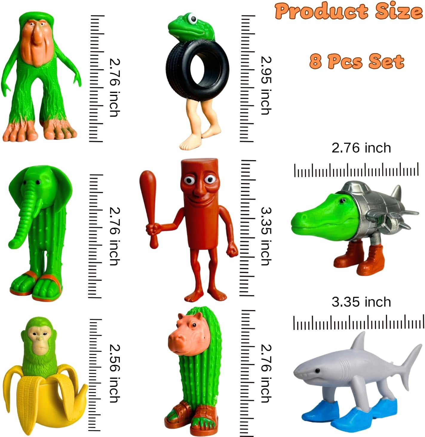 Tralalero Tralala Action Figure, 8PCS Italian Brainrot Meme Shark